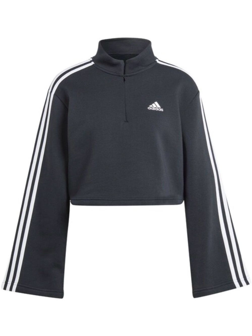 adidas Women's 3-Stripe Fleece Quarter Zip Long Sleeve
